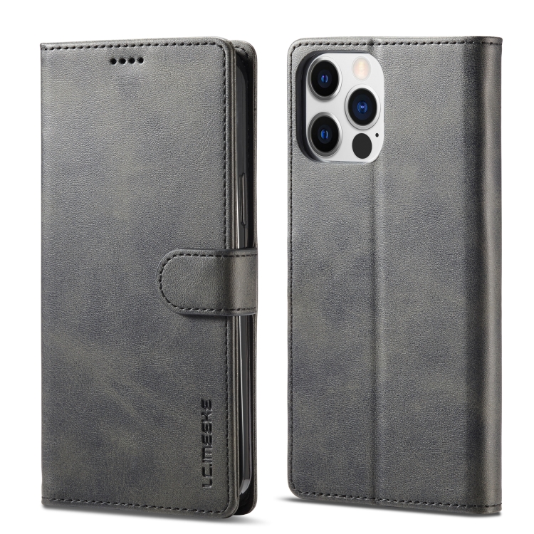 

For iPhone 14 Pro Max LC.IMEEKE Calf Texture Horizontal Flip Leather Case (Black)
