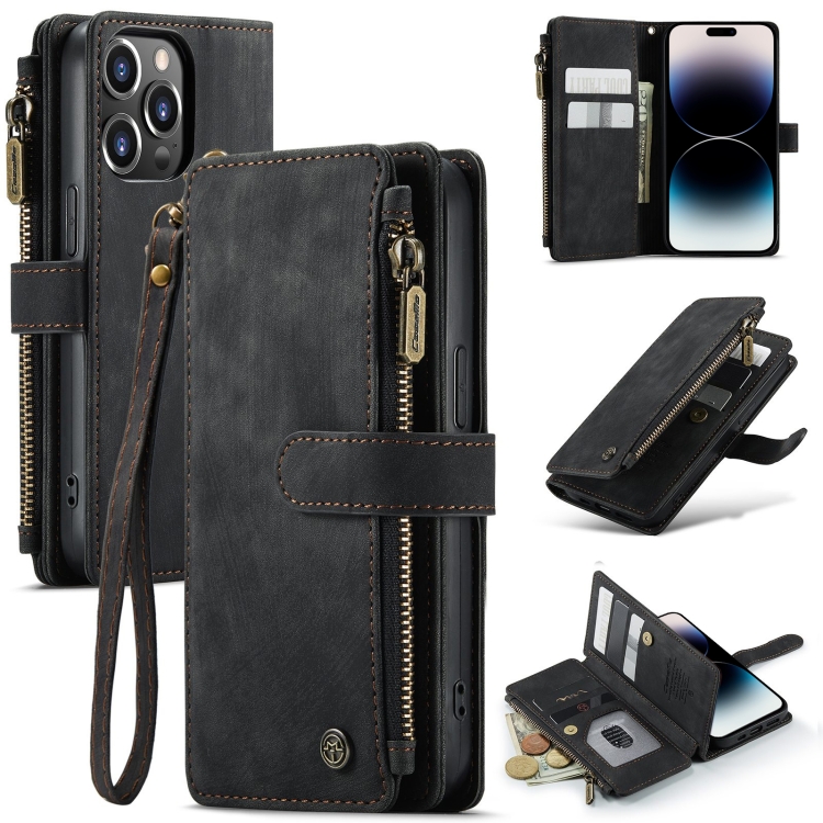

For iPhone 14 Pro CaseMe C30 Multifunctional Phone Leather Case(Black)