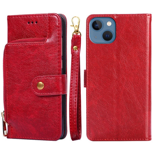 

Zipper Bag Leather Phone Case For iPhone 14(Red)
