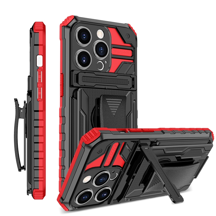 

King Kong Back Clip Series Holder Phone Case For iPhone 14 Pro(Red)