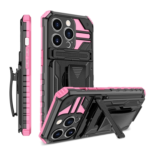 

King Kong Back Clip Series Holder Phone Case For iPhone 14 Pro Max(Pink)