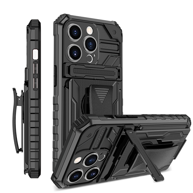 

For iPhone 13 Pro Max King Kong Back Clip Series Holder Phone Case (Black)