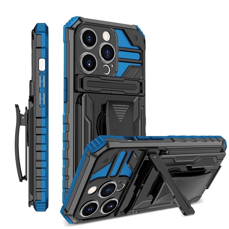 

King Kong Back Clip Series Holder Phone Case For iPhone 12 Pro(Blue)