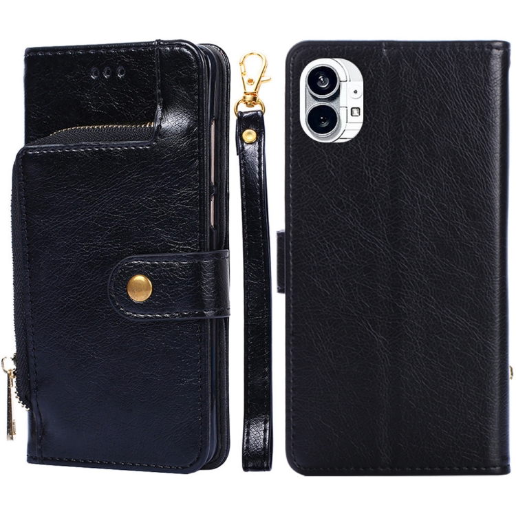 

For Nothing Phone 1 Zipper Bag Leather Phone Case(Black)