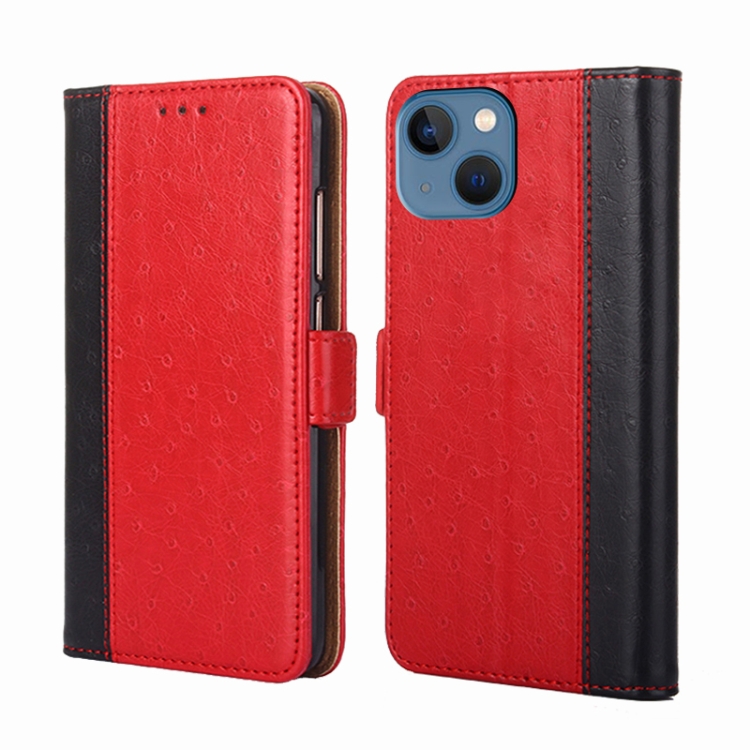 

Ostrich Texture Flip Leather Phone Case For iPhone 14(Red)