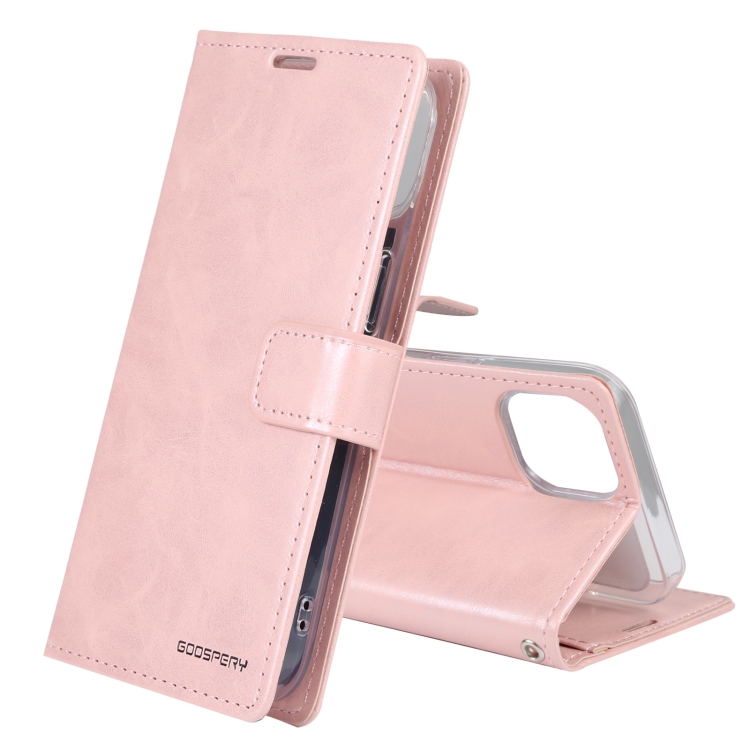 

GOOSPERY BLUE MOON Crazy Horse Texture Leather Case For iPhone 14 Pro(Pink)