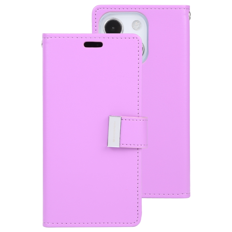 

For iPhone 14 GOOSPERY RICH DIARY Crazy Horse Texture Leather Case (Purple)