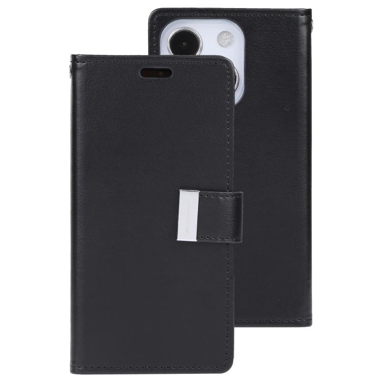 

For iPhone 14 Plus GOOSPERY RICH DIARY Crazy Horse Texture Leather Case (Black)
