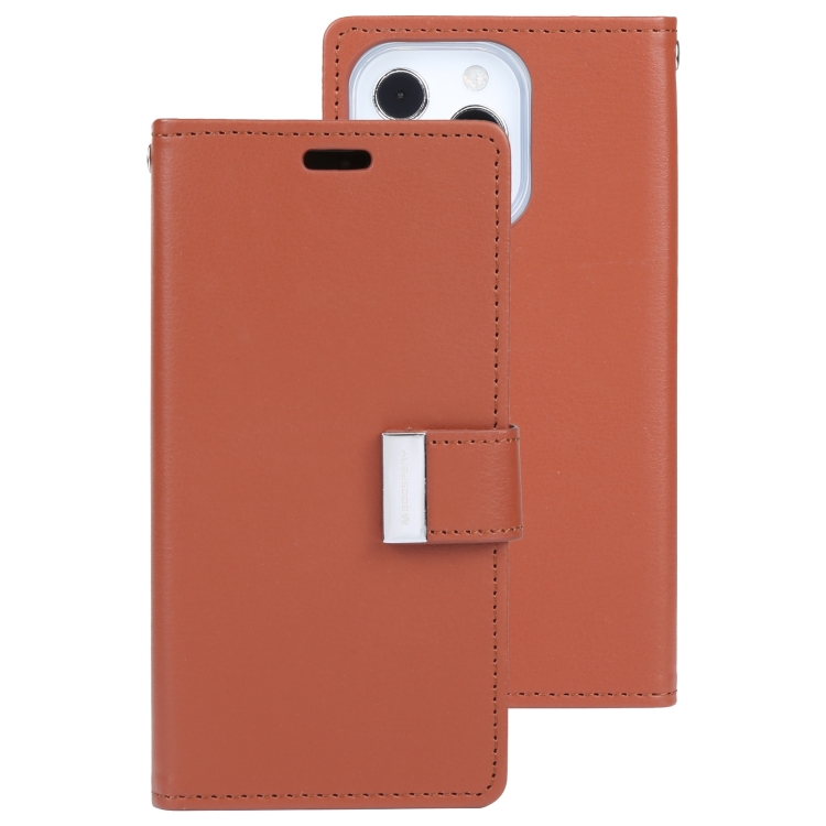 

For iPhone 14 Pro GOOSPERY RICH DIARY Crazy Horse Texture Leather Case(Brown)