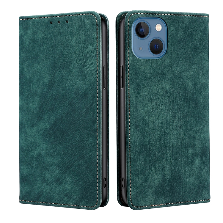

RFID Anti-theft Brush Magnetic Leather Phone Case For iPhone 14 Pro Max(Green)