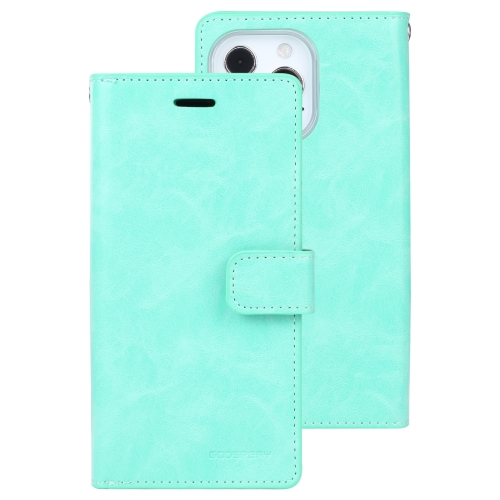 

MERCURY GOOSPERY MANSOOR 9 Card Slots Leather Case For iPhone 14 Pro Max(Mint Green)