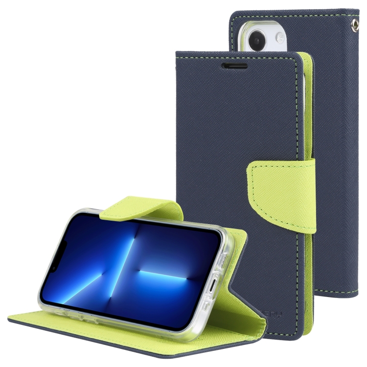 

For iPhone 14 GOOSPERY FANCY DIARY Cross Texture Leather Case (Navy Blue)
