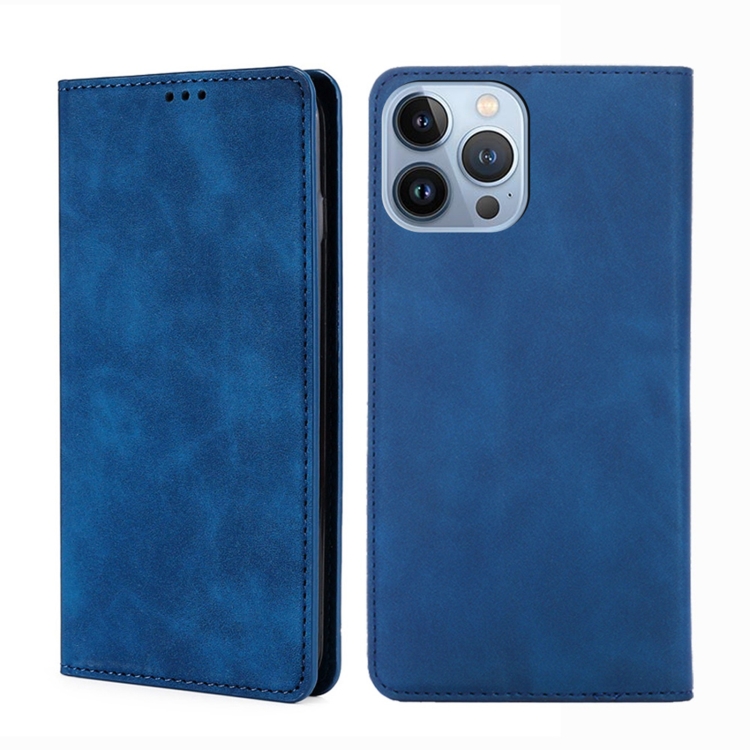 

For iPhone 14 Pro Skin Feel Magnetic Leather Phone Case(Blue)
