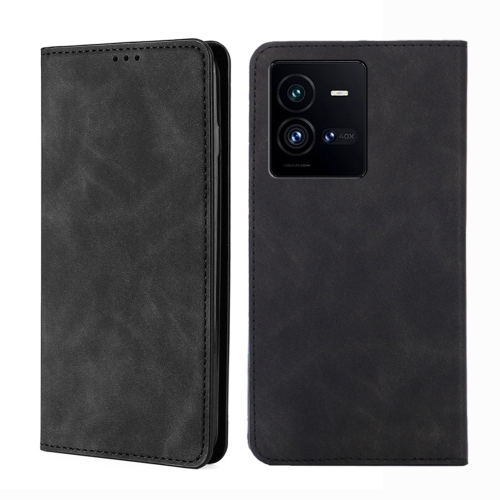 

For vivo iQOO 10 Pro 5G Skin Feel Magnetic Horizontal Flip Leather Phone Case(Black)