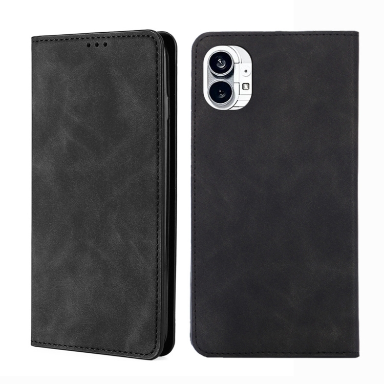 

For Nothing Phone 1 Skin Feel Magnetic Horizontal Flip Leather Phone Case(Black)