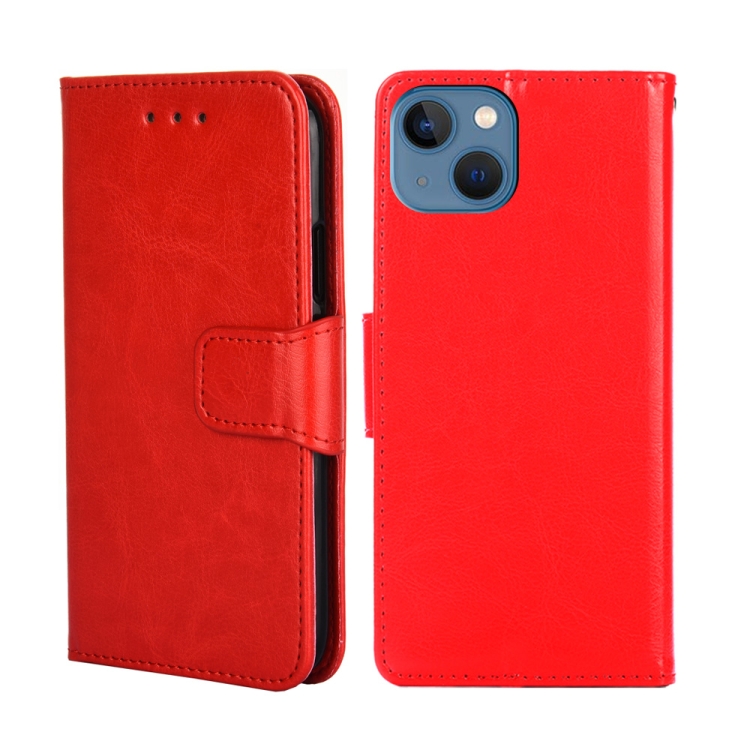 

For iPhone 14 Plus Crystal Texture Horizontal Flip Leather Phone Case (Red)