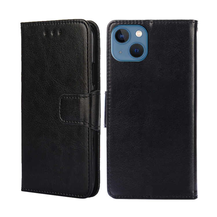 

For iPhone 14 Plus Crystal Texture Horizontal Flip Leather Phone Case (Black)