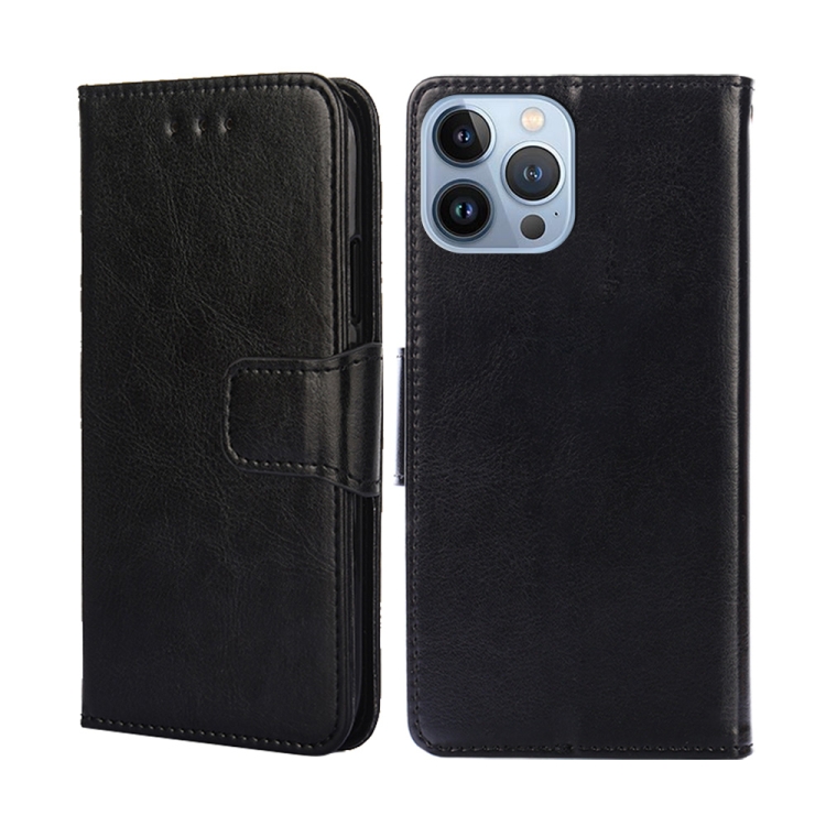 

For iPhone 14 Pro Crystal Texture Horizontal Flip Leather Phone Case(Black)