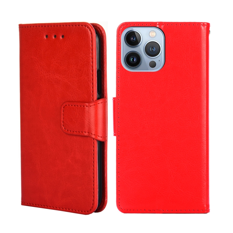 

For iPhone 14 Pro Max Crystal Texture Horizontal Flip Leather Phone Case (Red)