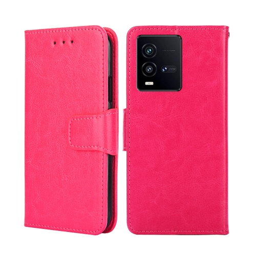 

For vivo iQOO 10 Crystal Texture Horizontal Flip Leather Phone Case(Rose Red)