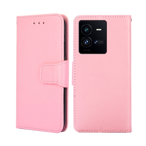 

For vivo iQOO 10 Pro 5G Crystal Texture Horizontal Flip Leather Phone Case(Pink)