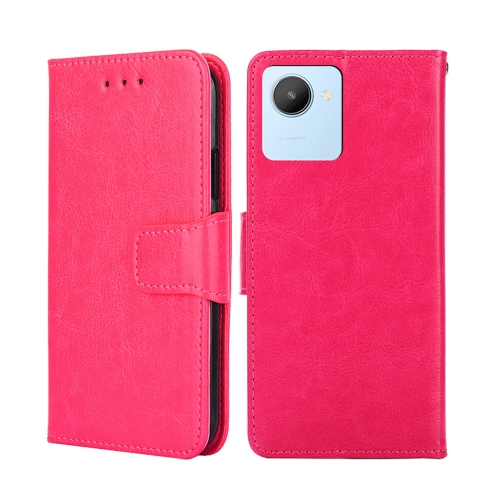 

For Realme C30 4G/Narzo 50i Prime Crystal Texture Horizontal Flip Leather Phone Case(Rose Red)