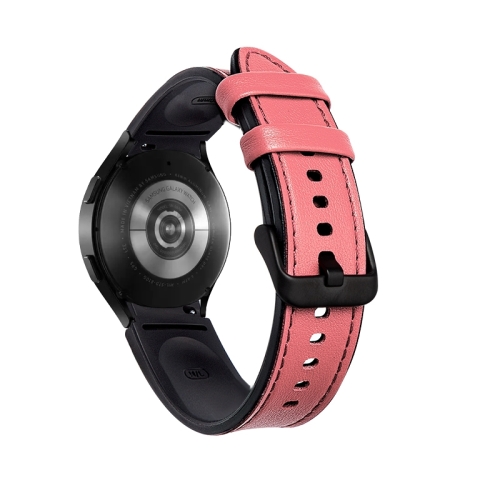 

For Samsung Galaxy Watch5 Pro 45mm/5 44mm/5 40mm Silicone + Leather Black Buckle Watch Band(Pink)