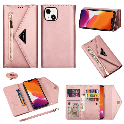 

For iPhone 14 Skin Feel Zipper Horizontal Flip Leather Case Max(Rose Gold)