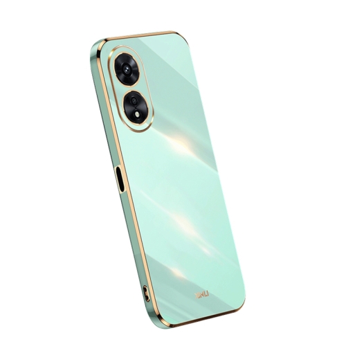 For OPPO A97 5G XINLI Straight Edge 6D Electroplate TPU Phone Case(Mint Green)