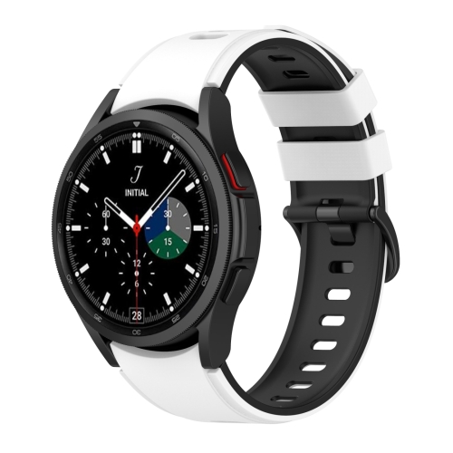 

For Samsung Galaxy Watch5 Pro 45mm/5 44mm/5 40mm Two-color Silicone Strap Watch Band(White Black)