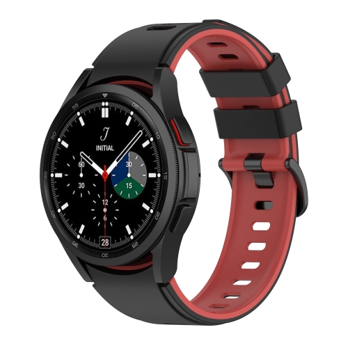 

For Samsung Galaxy Watch5 Pro 45mm/5 44mm/5 40mm Two-color Silicone Strap Watch Band(Black Red)