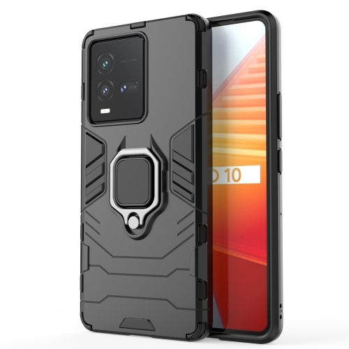 

For vivo iQOO 10 PC + TPU Shockproof Protective Phone Case with Magnetic Ring Holder(Black)