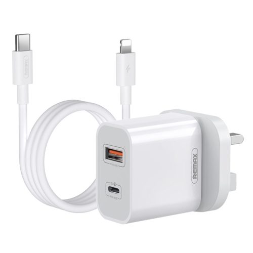 

REMAX RP-U68 20W USB+USB-C/Type-C Dual Interface Fast Charger Set, Specification:UK Plug(White)