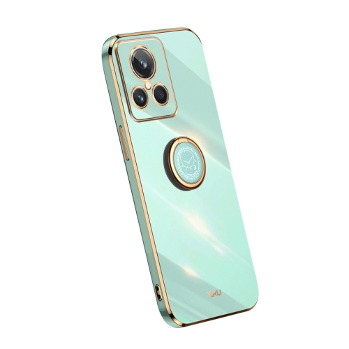 

For Realme GT2 Explorer Master XINLI Straight Edge Electroplate TPU Phone Case with Ring(Mint Green)