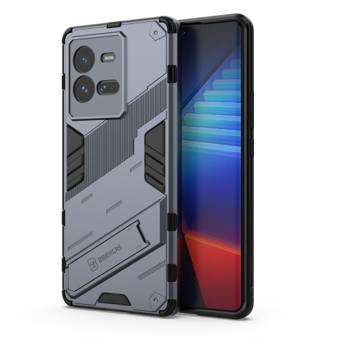 For vivo iQOO 10 Pro 5G PC + TPU Shockproof Case with Invisible Holder(Grey)