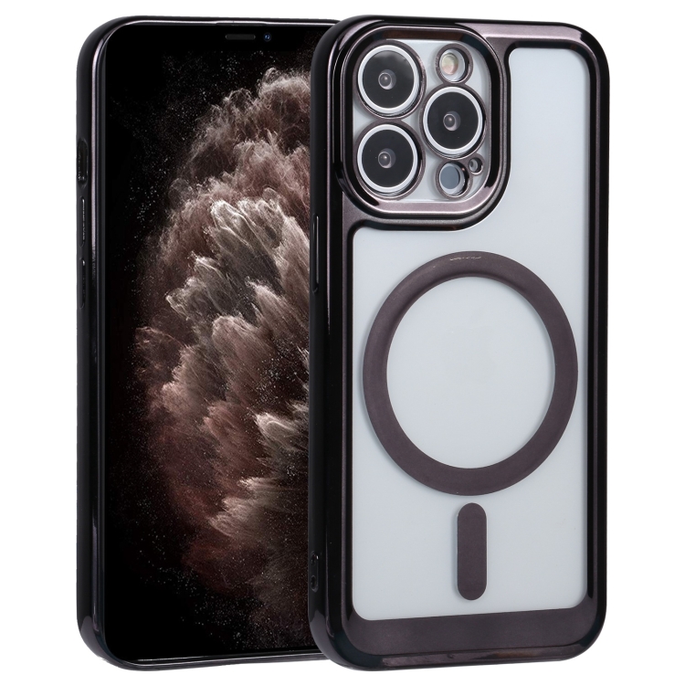 

For iPhone 11 Pro Max MagSafe Electroplating TPU Phone Case (Black)