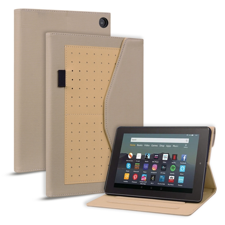 

For Amazon Fire 7 2022 Business Storage Smart Leather Tablet Case(Khaki)