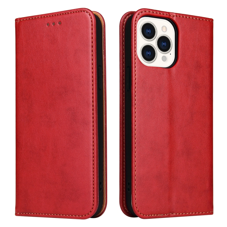 

For iPhone 14 Pro Max Fierre Shann PU Genuine Leather Texture Leather Phone Case (Red)