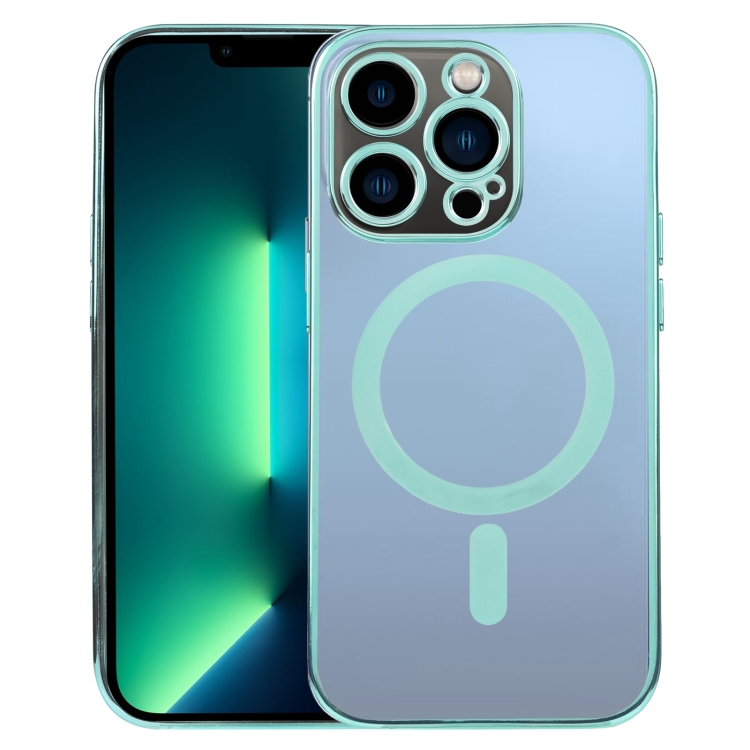

For iPhone 13 Pro Max MagSafe Electroplating Straight TPU Phone Case (Green)