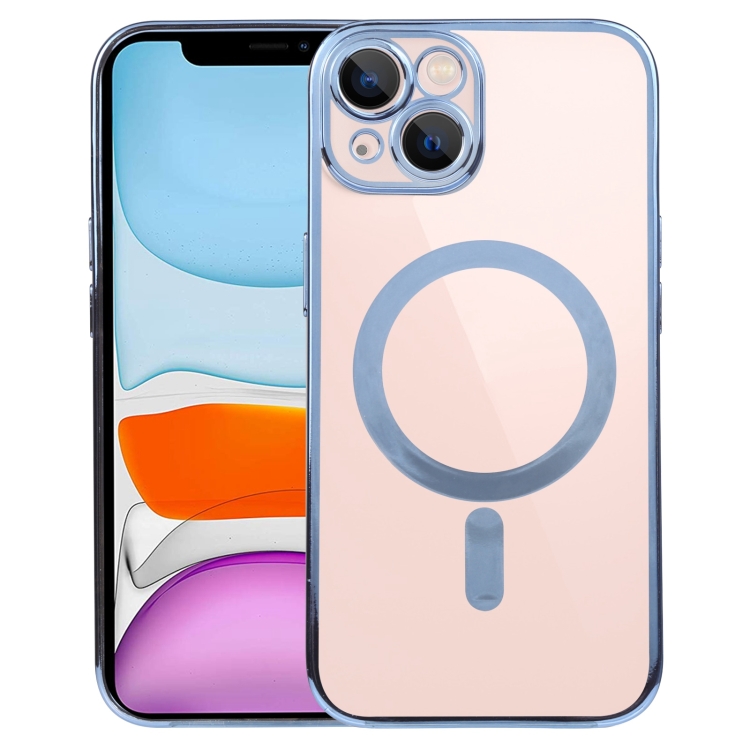 

For iPhone 11 MagSafe Electroplating Straight TPU Phone Case (Blue)