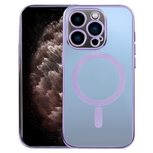 

For iPhone 11 Pro Max MagSafe Electroplating Straight TPU Phone Case (Purple)