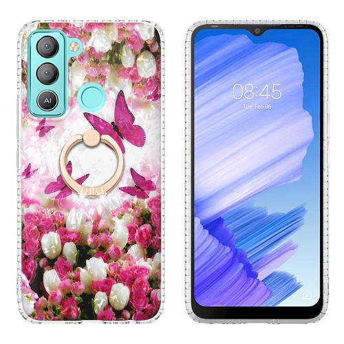 

For Tecno Pop 5 LTE Ring Holder 2.0mm Airbag TPU Phone Case(Dancing Butterflies)