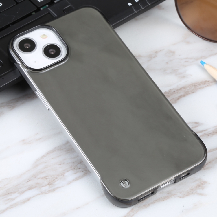 

For iPhone 14 Half Edging PC Phone Case (Transparent Black)