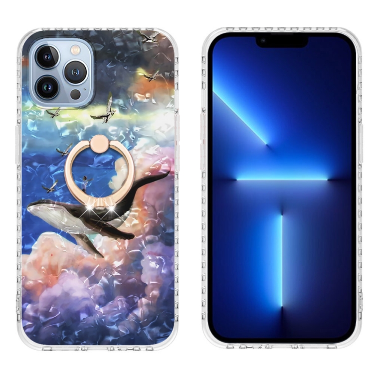 

Ring Holder 2.0mm Airbag TPU Phone Case For iPhone 13 Pro(Whale)
