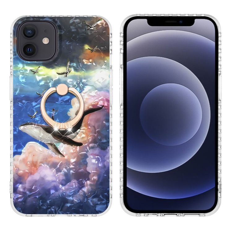 

Ring Holder 2.0mm Airbag TPU Phone Case For iPhone 12 / 12 Pro(Whale)