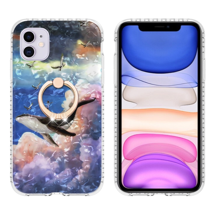 

For iPhone 11 Ring Holder 2.0mm Airbag TPU Phone Case (Whale)