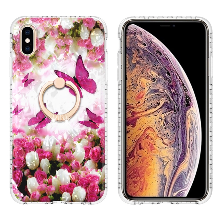 

Ring Holder 2.0mm Airbag TPU Phone Case For iPhone XS Max(Dancing Butterflies)