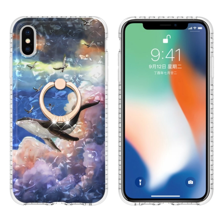 

Ring Holder 2.0mm Airbag TPU Phone Case For iPhone XS / X(Whale)