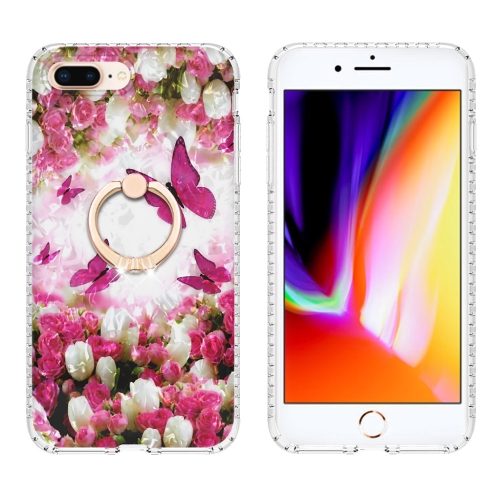 

Ring Holder 2.0mm Airbag TPU Phone Case For iPhone 8 Plus / 7 Plus(Dancing Butterflies)