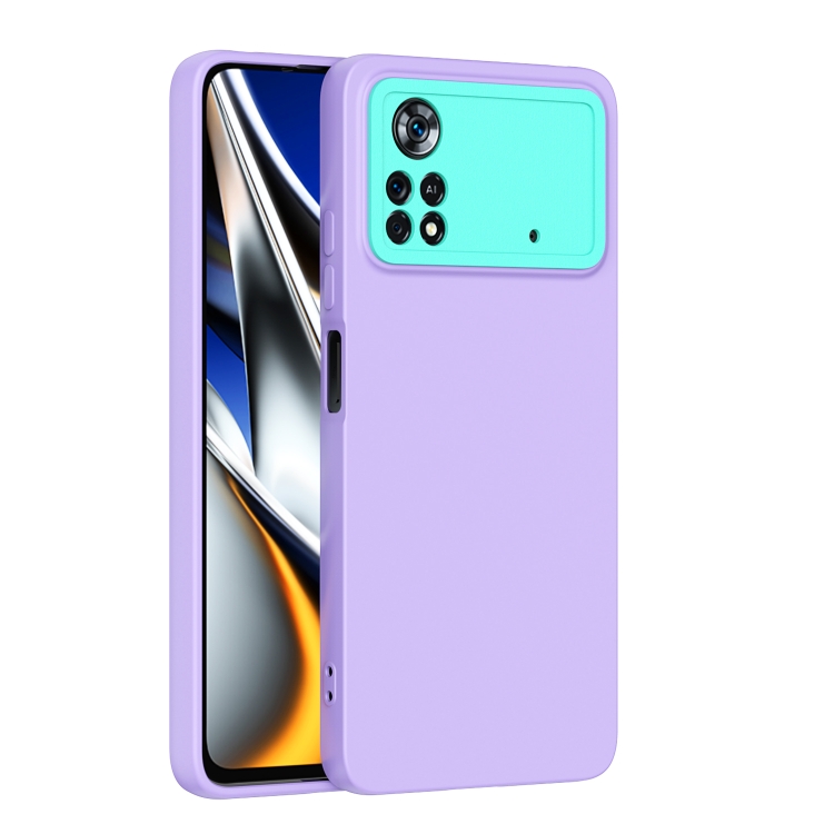 

For Xiaomi Poco X4 Pro Lens Protection Skin Feel TPU Phone Case(Purple)
